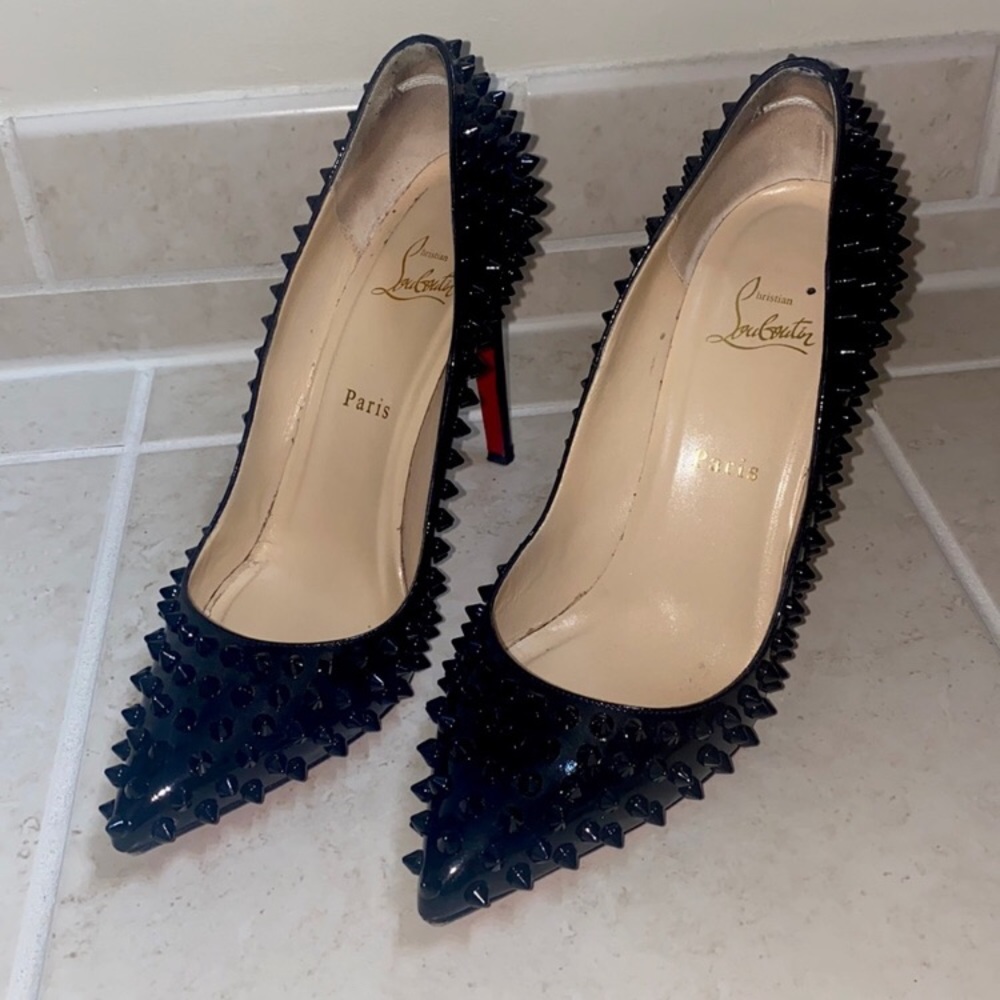 Christian Louboutin Patent Pigalle Spikes Pumps